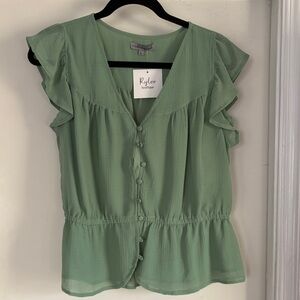 Wishlist Sage Green Button-Down Blouse